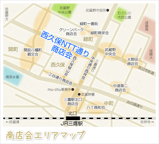 西久保NTT通り商店会　商店会エリアマップ